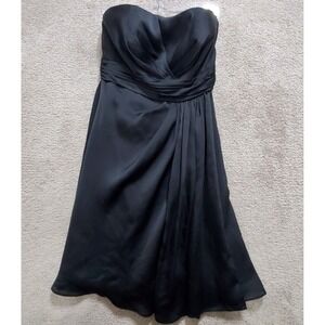 Priscilla‎ Of Boston Strapless Dress Women's 8 Black Coktail Satin Party Wedding